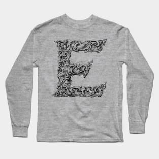 Vintage Initial Letter Lettering Alphabet E Long Sleeve T-Shirt